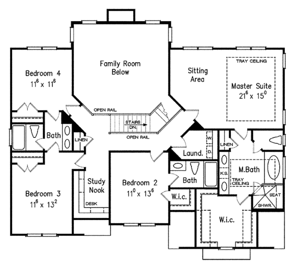 Architectural House Design - Tudor Floor Plan - Upper Floor Plan #927-437