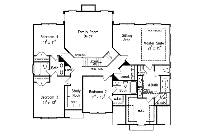 Home Plan - Floor Plan - Upper Floor for Tudor House Plan #927-437 - 5 bed, 4 bath