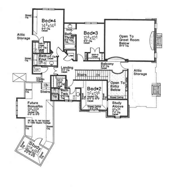 Architectural House Design - European Floor Plan - Upper Floor Plan #310-1277