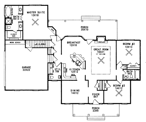 Home Plan - Country Floor Plan - Main Floor Plan #14-257