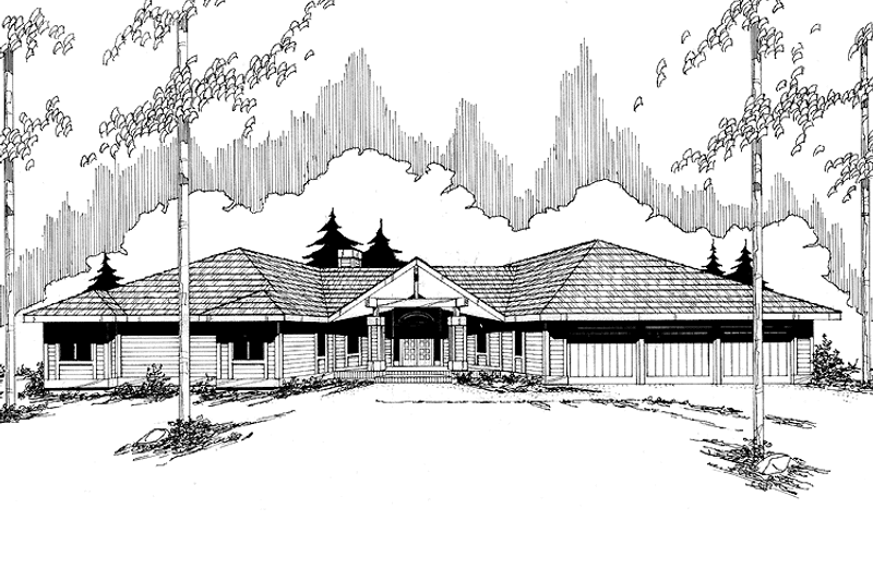 Home Plan - Exterior - Front Elevation 3 for Contemporary House Plan #60-819 - 4 bed, 2.5 bath