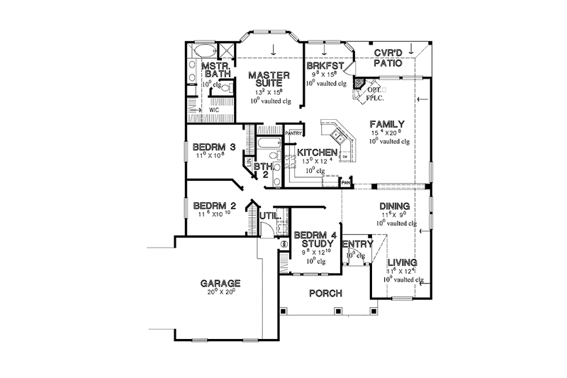 Home Plan - Floor Plan - Main Floor for Country House Plan #472-382 - 4 bed, 2 bath
