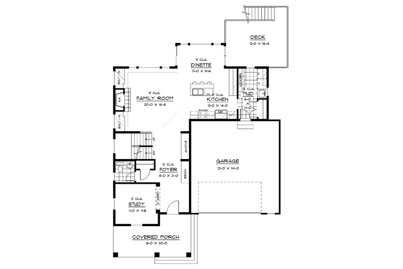 Home Plan - Floor Plan - Main Floor for European House Plan #51-622 - 3 bed, 2.5 bath