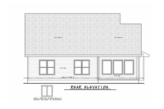 Exterior - Rear Elevation for Traditional House Plan #20-2394 - 4 bed, 3 bath