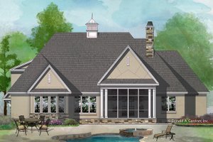 Exterior - Rear Elevation for European House Plan #929-1028 - 4 bed, 3 bath