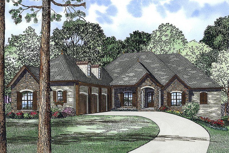 House Blueprint - European Exterior - Front Elevation Plan #17-2476