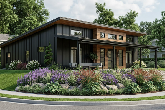Exterior - Front Elevation for Contemporary House Plan #1064-290 - 3 bed, 2 bath