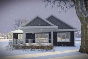 Exterior - Rear Elevation for Ranch House Plan #70-1484 - 2 bed, 2 bath
