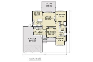 Floor Plan - Main Floor for Craftsman House Plan #1070-46 - 3 bed, 2 bath