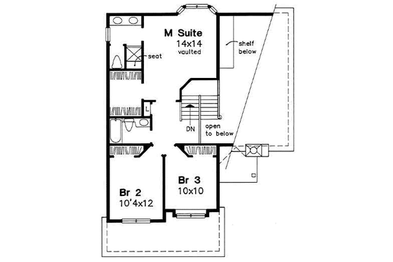 Floor Plan - Upper Floor for Traditional House Plan #50-147 - 3 bed, 2.5 bath