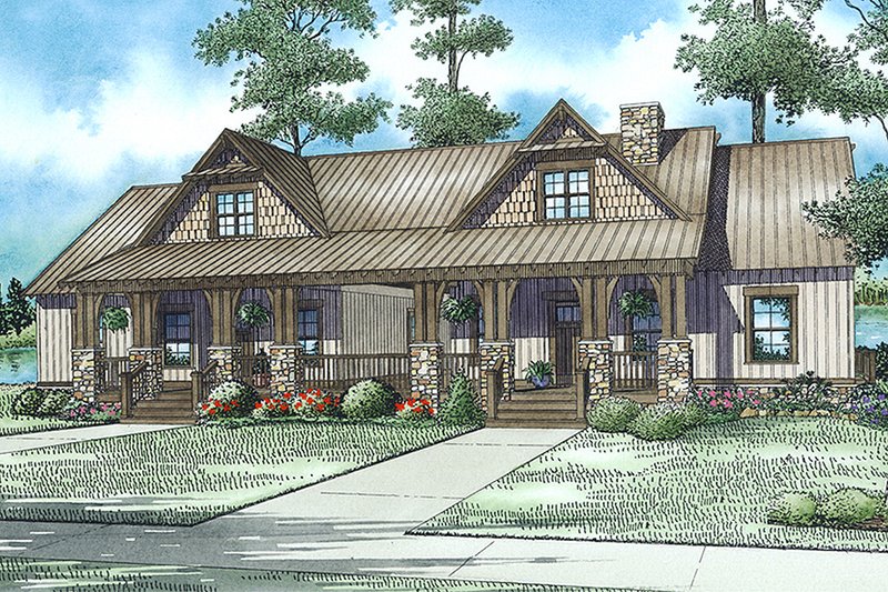 Country Style House Plan - 6 Beds 4 Baths 2758 Sq/Ft Plan #17-2563