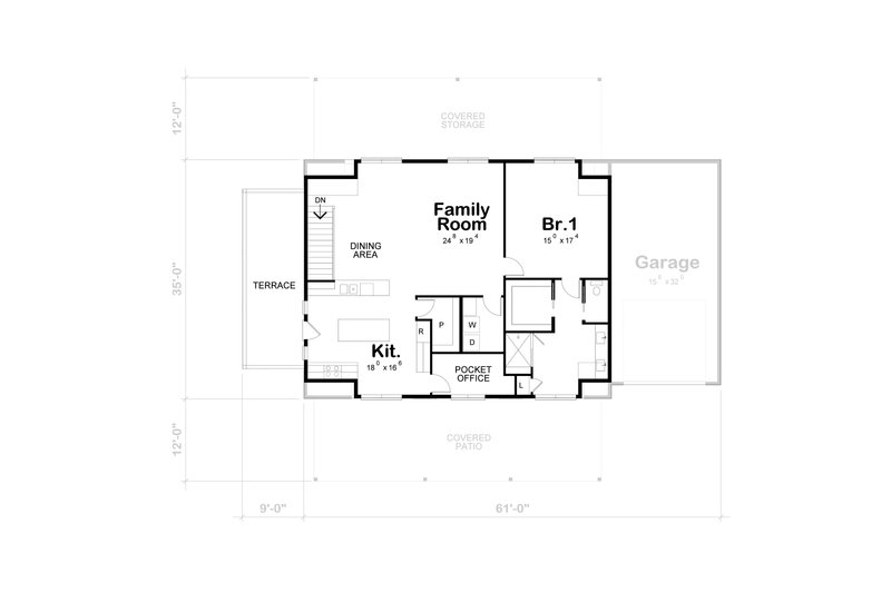 Architectural House Design - Floor Plan - Upper Floor for Barndominium House Plan #20-2574 - 1 bed, 2 bath
