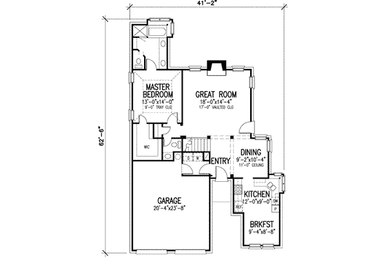 Floor Plan - Main Floor for European House Plan #410-308 - 3 bed, 2.5 bath