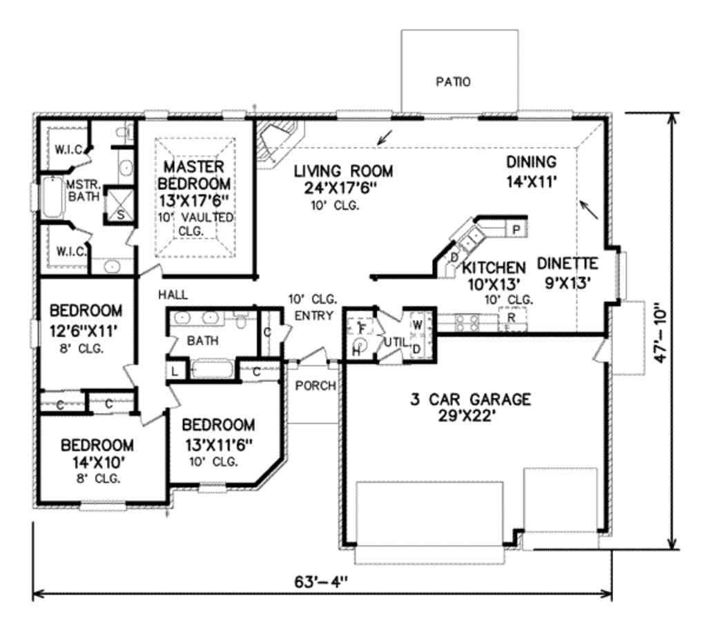 Traditional Style House Plan - 4 Beds 2 Baths 2097 Sq/Ft Plan #65-145 ...