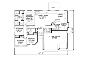 Floor Plan - Main Floor for Traditional House Plan #65-145 - 4 bed, 2 bath