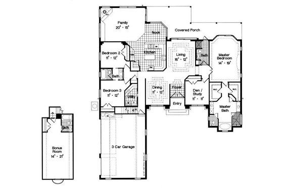 Floor Plan - Main Floor for European House Plan #417-318 - 4 bed, 4 bath