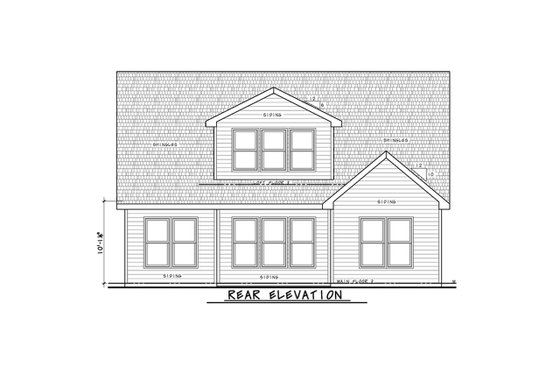 Exterior - Rear Elevation for Craftsman House Plan #20-2431 - 3 bed, 3 bath