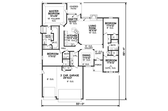 Floor Plan - Main Floor for Traditional House Plan #65-251 - 4 bed, 2.5 bath