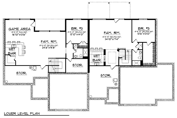 Architectural House Design - Traditional Floor Plan - Lower Floor Plan #70-939