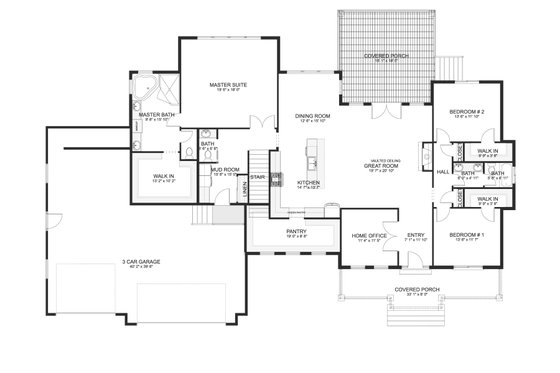 Floor Plan - Main Floor for Ranch House Plan #1060-99 - 3 bed, 2.5 bath