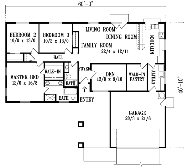 Ranch Floor Plan - Main Floor Plan #1-1321