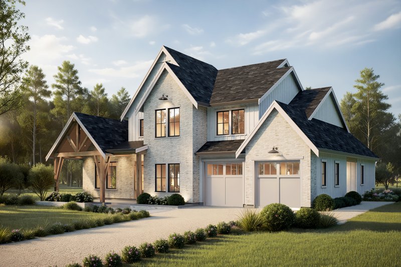 House Blueprint - Farmhouse Exterior - Front Elevation Plan #1114-11