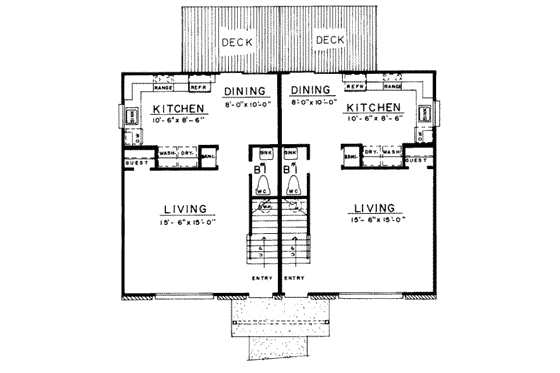 Floor Plan - Main Floor for Traditional House Plan #303-451 - 3 bed, 2.5 bath