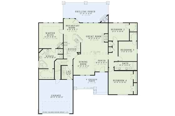 Floor Plan - Main Floor for Craftsman House Plan #17-2348 - 4 bed, 2 bath