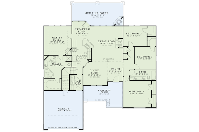Home Plan - Floor Plan - Main Floor for Craftsman House Plan #17-2348 - 4 bed, 2 bath