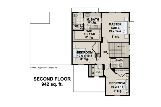 Floor Plan - Upper Floor for Farmhouse House Plan #51-1194 - 3 bed, 2.5 bath