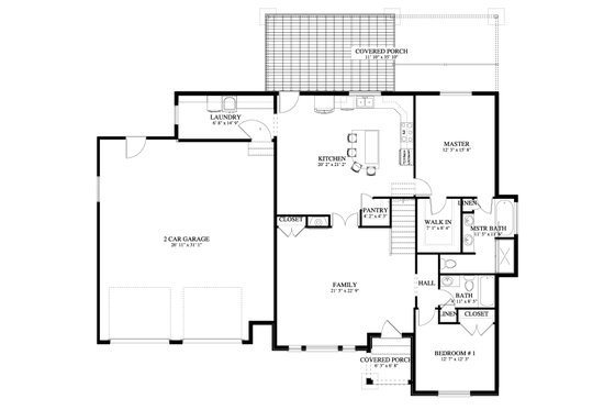 Floor Plan - Main Floor for Cottage House Plan #1060-64 - 2 bed, 2 bath