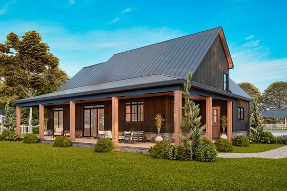 Exterior - Rear Elevation for Farmhouse House Plan #119-433 - 3 bed, 3.5 bath