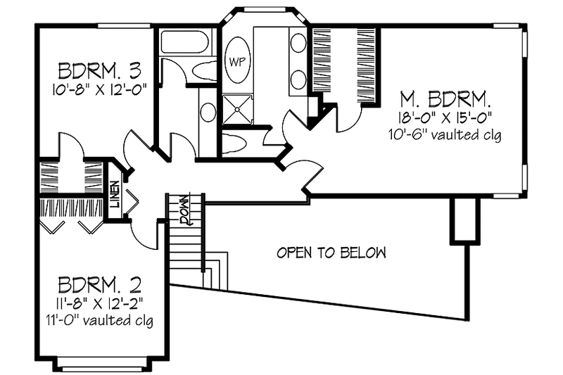 Home Plan - Floor Plan - Upper Floor for Prairie House Plan #320-1091 - 3 bed, 2.5 bath