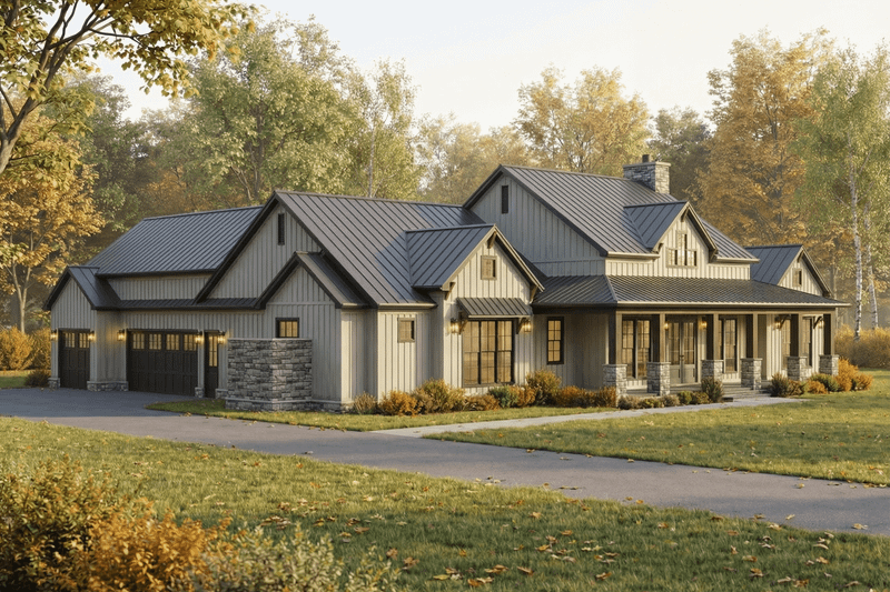 Architectural House Design - Exterior - Other Elevation 4 for Farmhouse House Plan #923-458 - 3 bed, 3.5 bath