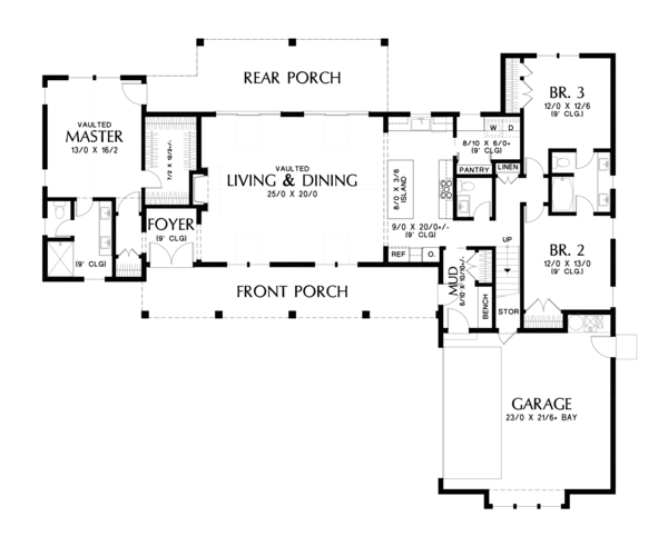 Architectural House Design - Farmhouse Floor Plan - Main Floor Plan #48-968