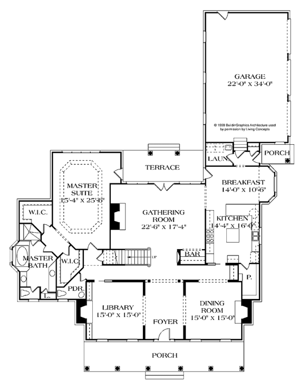 House Blueprint - Colonial Floor Plan - Main Floor Plan #453-327