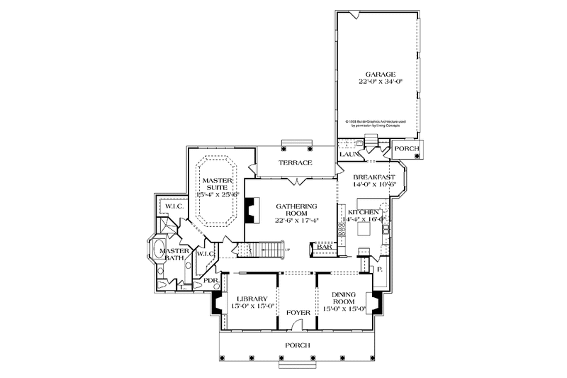 Dream House Plan - Floor Plan - Main Floor for Colonial House Plan #453-327 - 4 bed, 3.5 bath