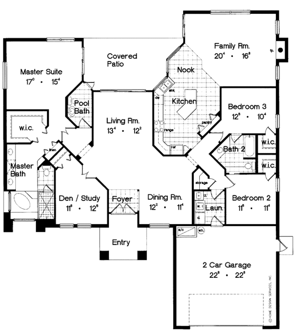 House Plan Design - Mediterranean Floor Plan - Main Floor Plan #417-606