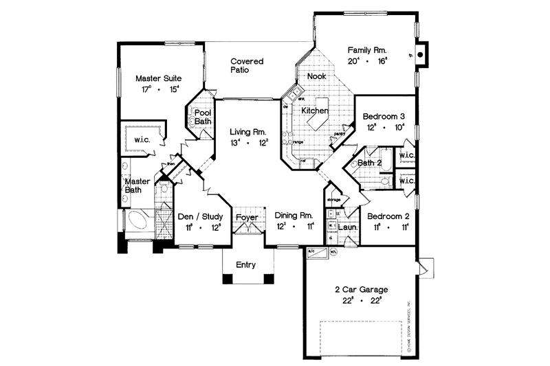 Dream House Plan - Floor Plan - Main Floor for Mediterranean House Plan #417-606 - 3 bed, 2.5 bath
