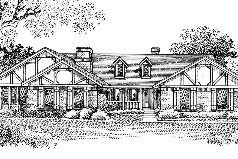 Architectural House Design - Country Exterior - Front Elevation Plan #45-472
