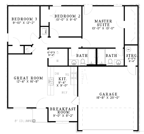 Architectural House Design - Ranch Floor Plan - Main Floor Plan #17-3063