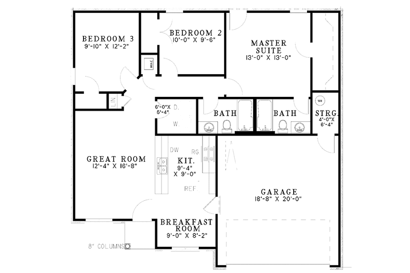 Dream House Plan - Floor Plan - Main Floor for Ranch House Plan #17-3063 - 3 bed, 2 bath