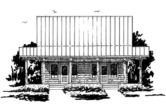 Exterior - Front Elevation 3 for Log House Plan #942-51 - 4 bed, 2 bath