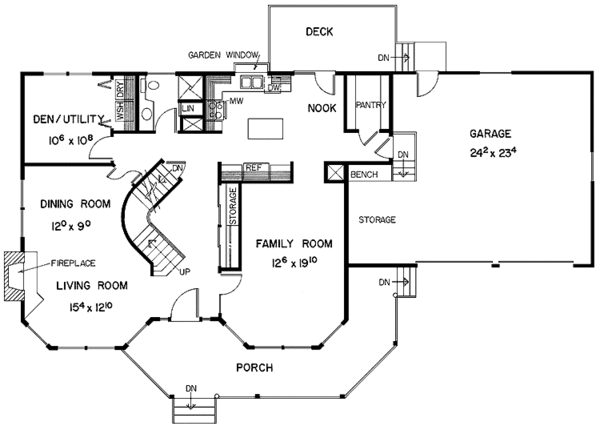 Home Plan - Country Floor Plan - Main Floor Plan #60-970