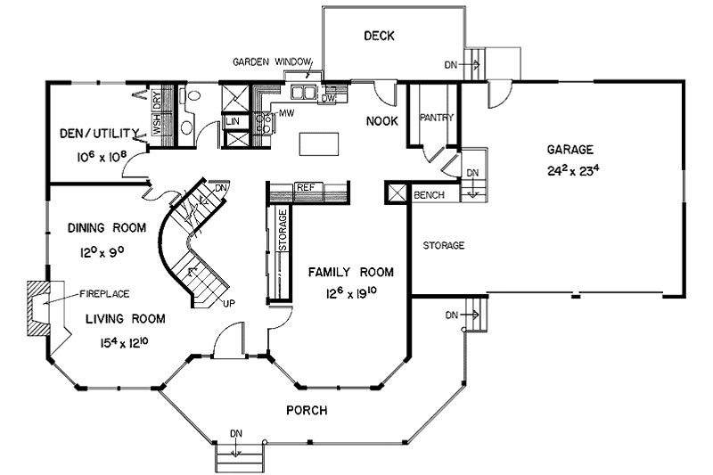 Home Plan - Floor Plan - Main Floor for Country House Plan #60-970 - 3 bed, 3 bath