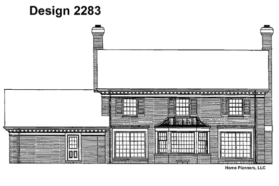 Exterior - Rear Elevation for Classical House Plan #72-613 - 4 bed, 2 bath
