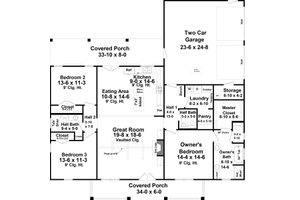 Floor Plan - Main Floor for Farmhouse House Plan #21-485 - 3 bed, 2.5 bath