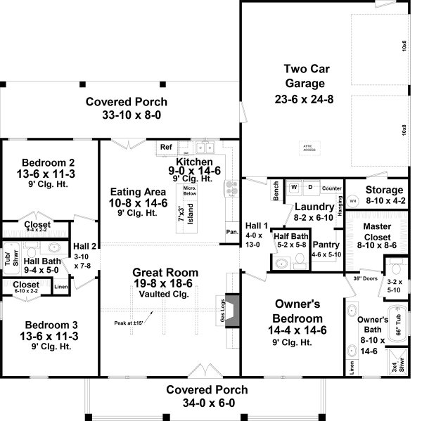 House Blueprint - Farmhouse Floor Plan - Main Floor Plan #21-485