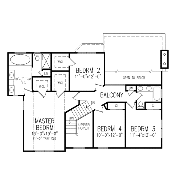 Home Plan - Country Floor Plan - Upper Floor Plan #456-95