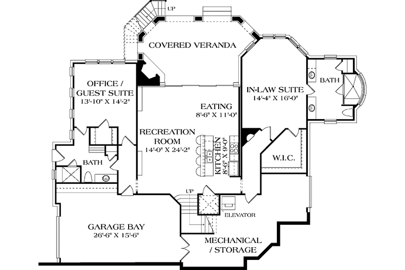 Home Plan - Floor Plan - Lower Floor for Country House Plan #453-575 - 6 bed, 6.5 bath